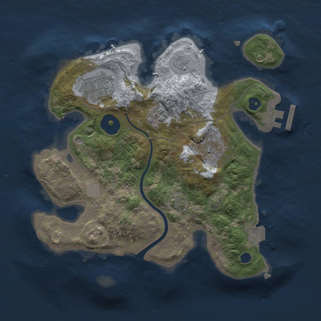 Rust Map: Procedural Map, Size: 2500, Seed: 423231, 7 Monuments