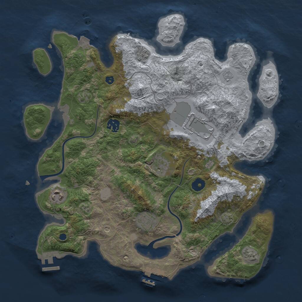 Rust Map: Procedural Map, Size: 3500, Seed: 1733146672, 12 Monuments