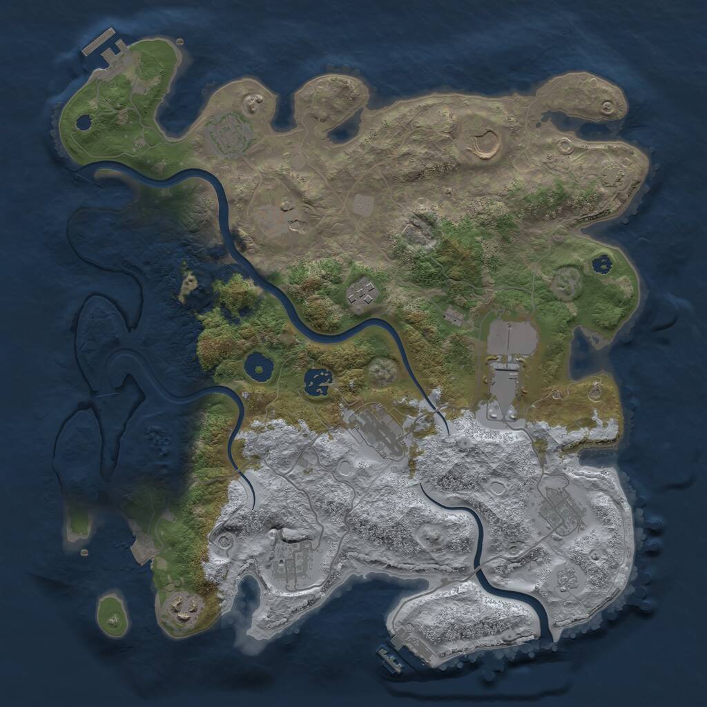 Rust Map: Procedural Map, Size: 3700, Seed: 881988441, 16 Monuments