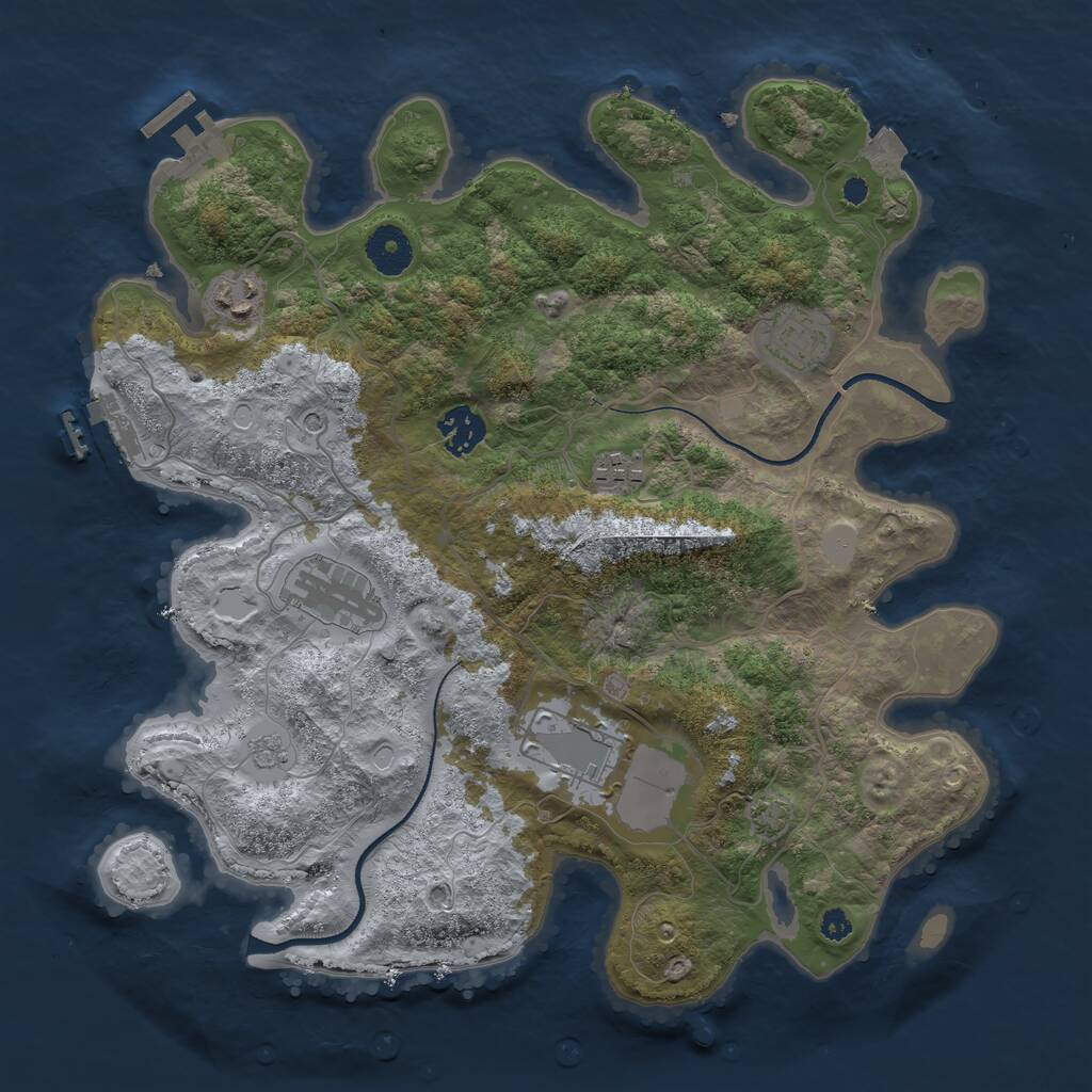 Rust Map: Procedural Map, Size: 3500, Seed: 1207791121, 12 Monuments