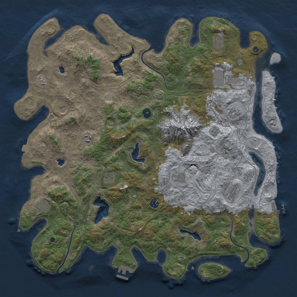 Rust Map: Procedural Map, Size: 5000, Seed: 1393437869, 17 Monuments