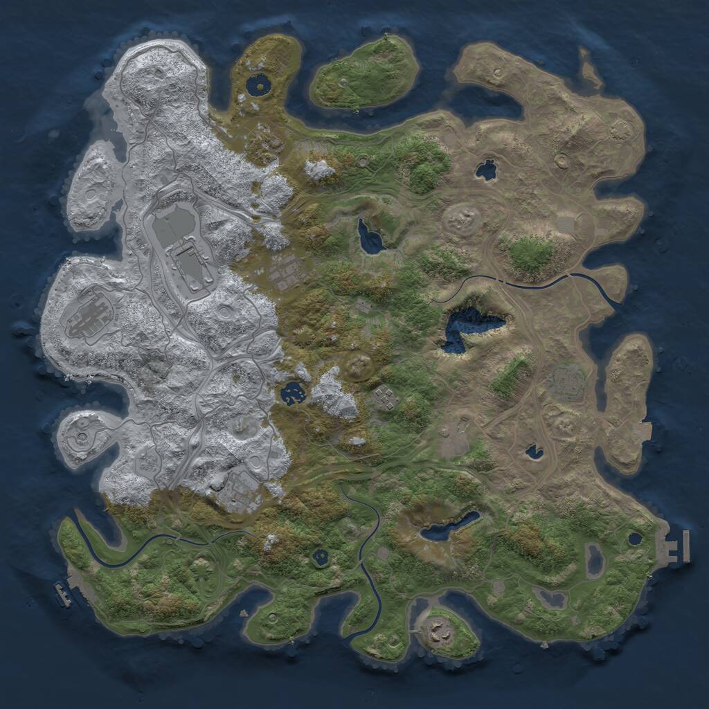 Rust Map: Procedural Map, Size: 4500, Seed: 292548720, 16 Monuments