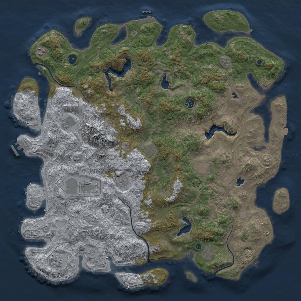 Rust Map: Procedural Map, Size: 5000, Seed: 35657213, 16 Monuments