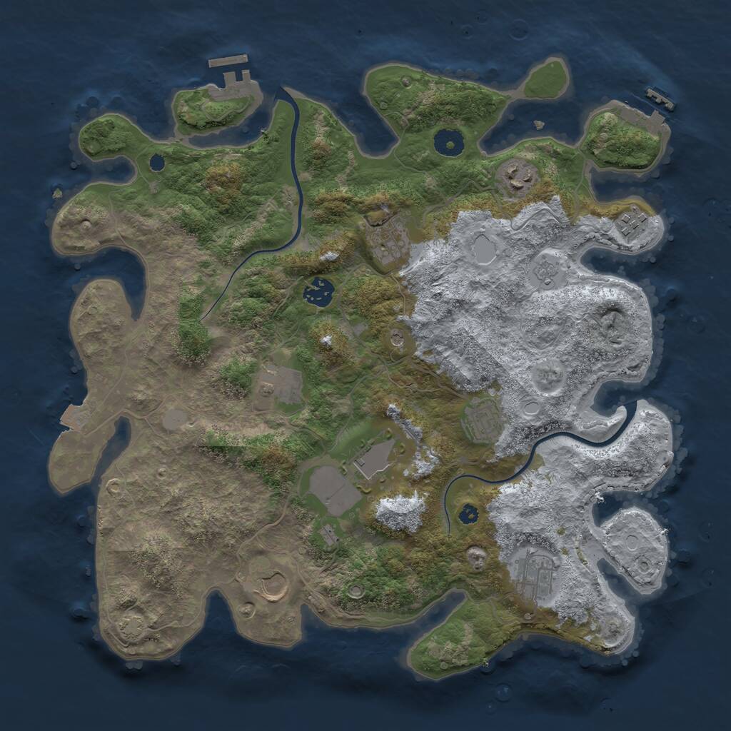 Rust Map: Procedural Map, Size: 3750, Seed: 303585166, 15 Monuments