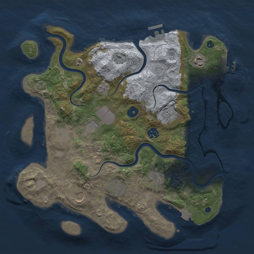Rust Map: Procedural Map, Size: 3500, Seed: 1317562450, 15 Monuments