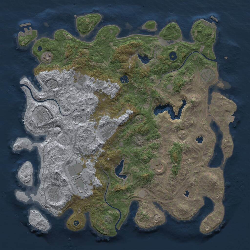 Rust Map: Procedural Map, Size: 4500, Seed: 228515175, 16 Monuments