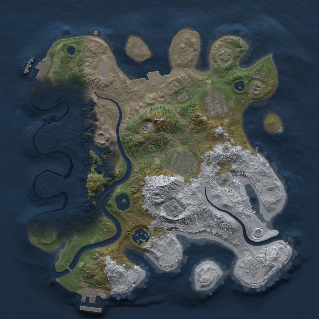 Rust Map: Procedural Map, Size: 3000, Seed: 1141554828, 11 Monuments