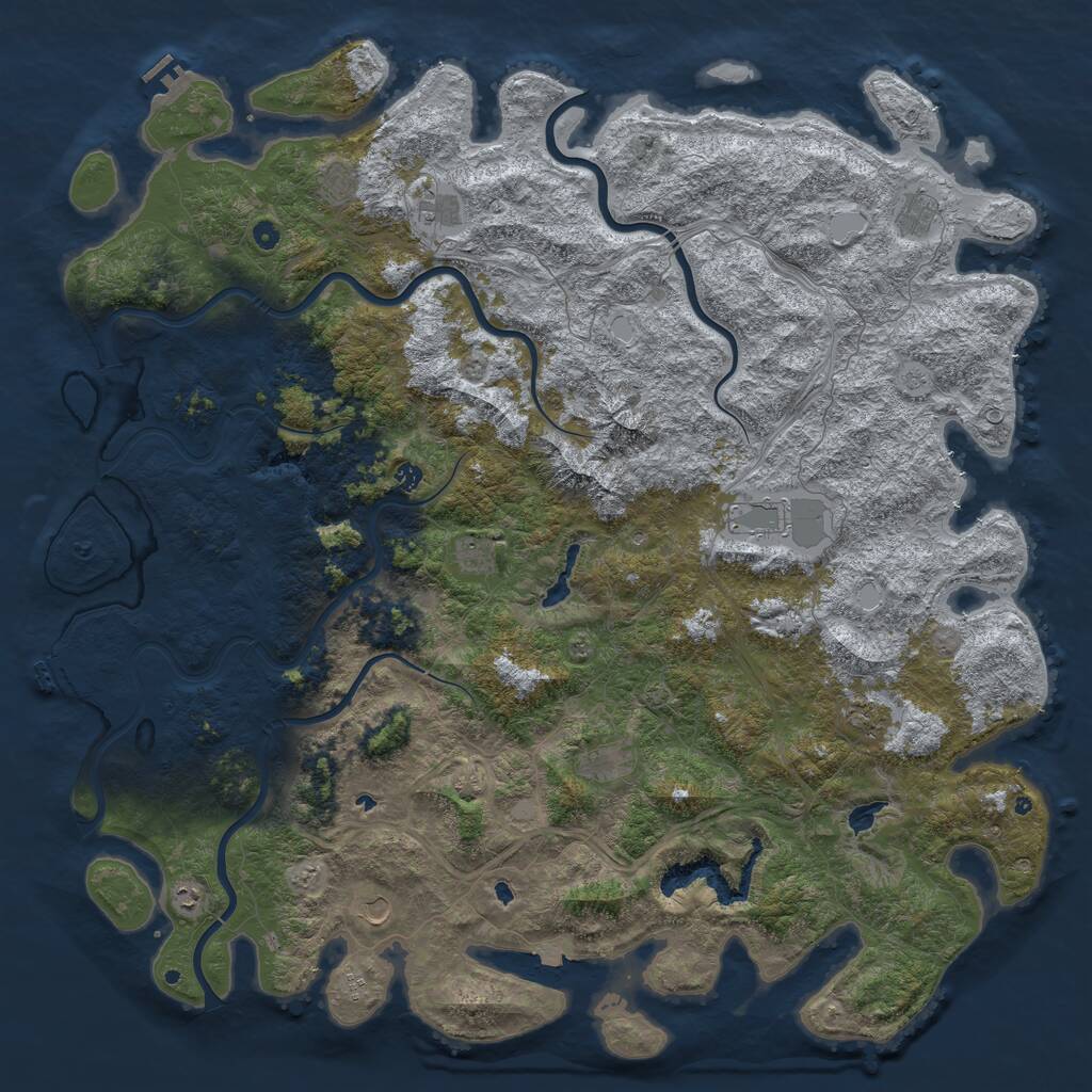 Rust Map: Procedural Map, Size: 6000, Seed: 27740332, 17 Monuments