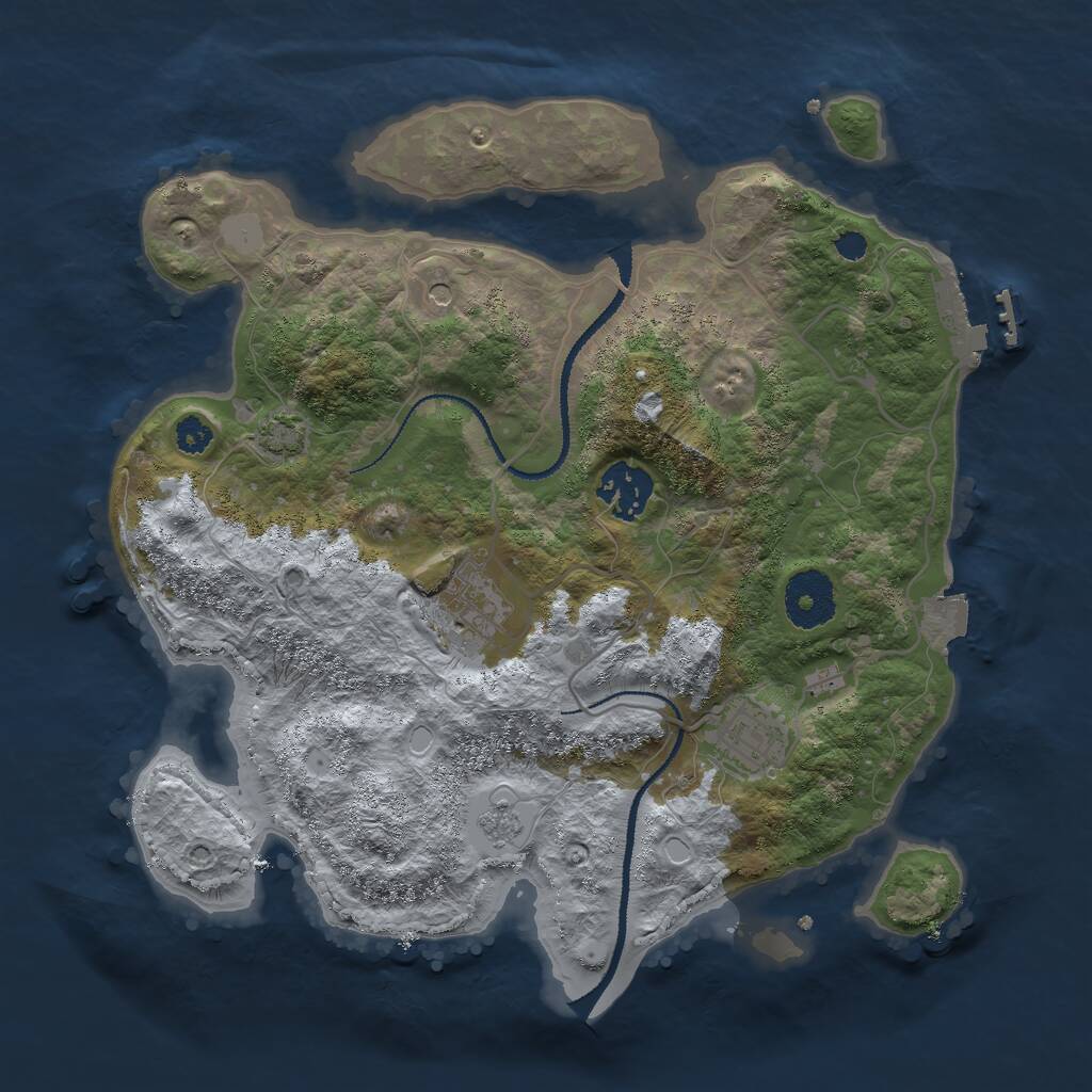 Rust Map: Procedural Map, Size: 3000, Seed: 4139827, 8 Monuments