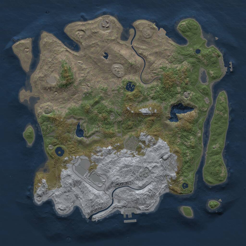 Rust Map: Procedural Map, Size: 4000, Seed: 744927, 13 Monuments
