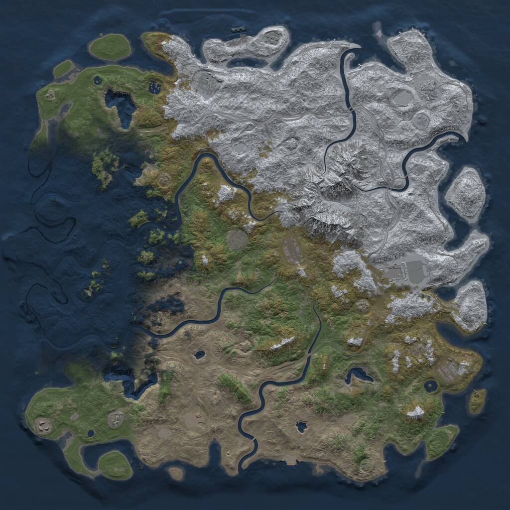 Rust Map: Procedural Map, Size: 6000, Seed: 134768886, 17 Monuments