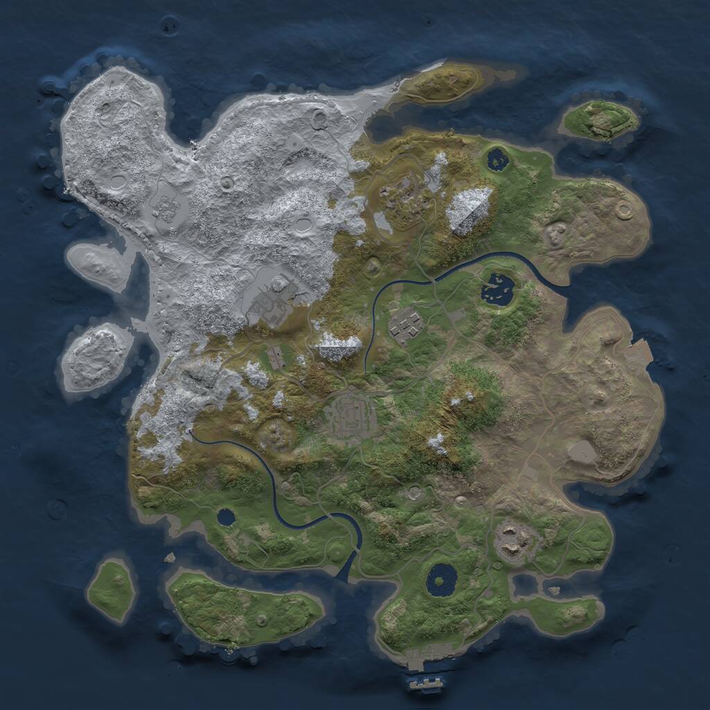 Rust Map: Procedural Map, Size: 3300, Seed: 398876163, 10 Monuments