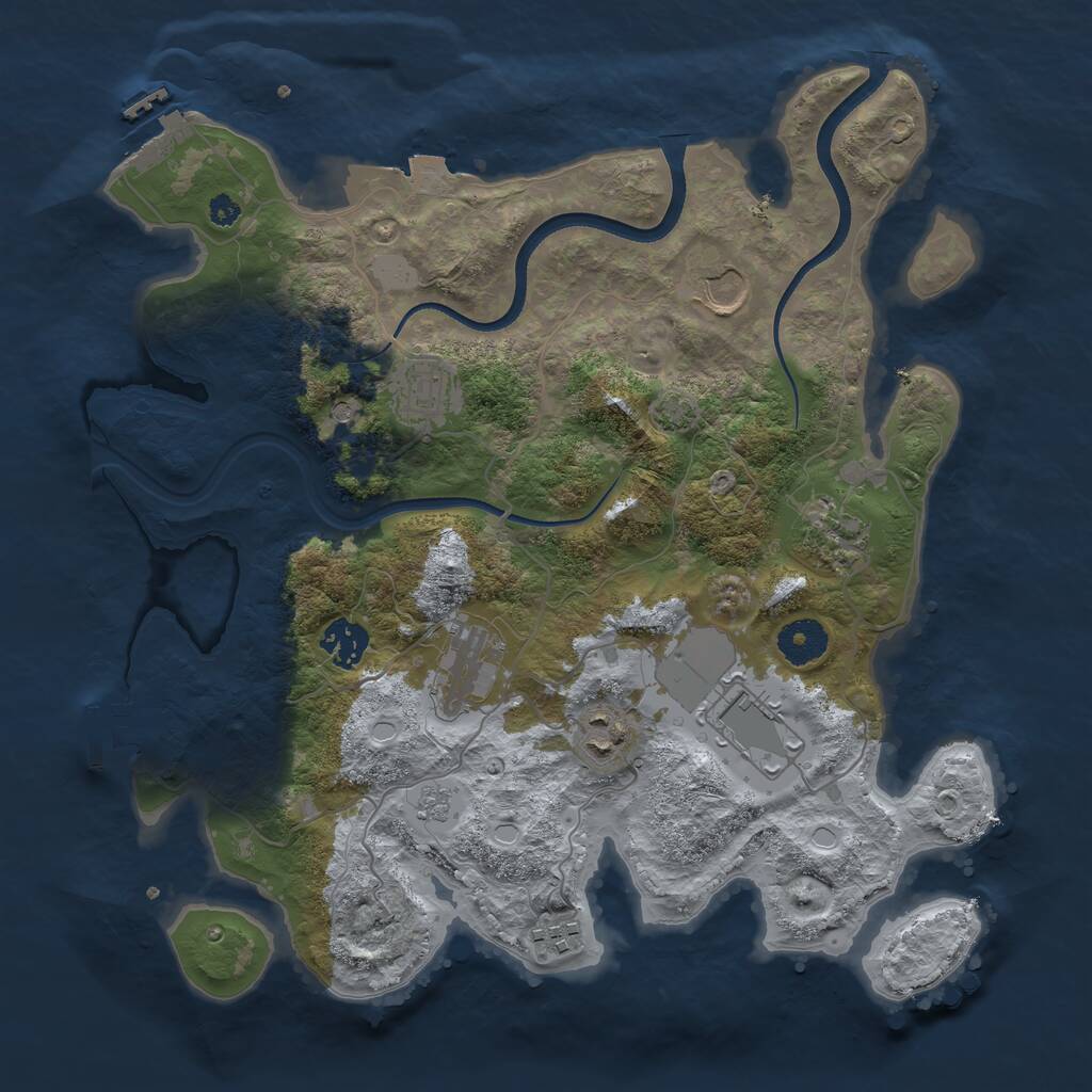 Rust Map: Procedural Map, Size: 3500, Seed: 96871234, 14 Monuments