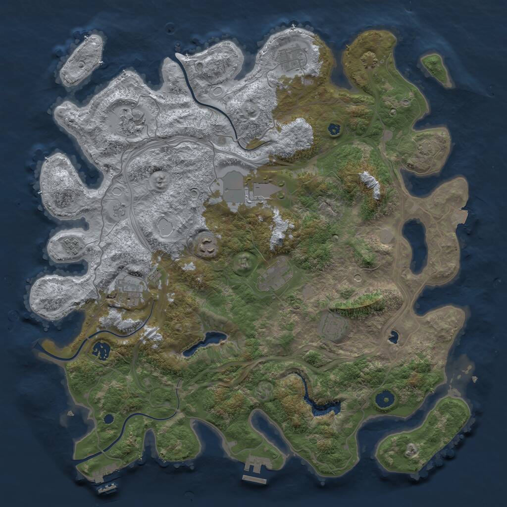 Rust Map: Procedural Map, Size: 4250, Seed: 41386, 15 Monuments