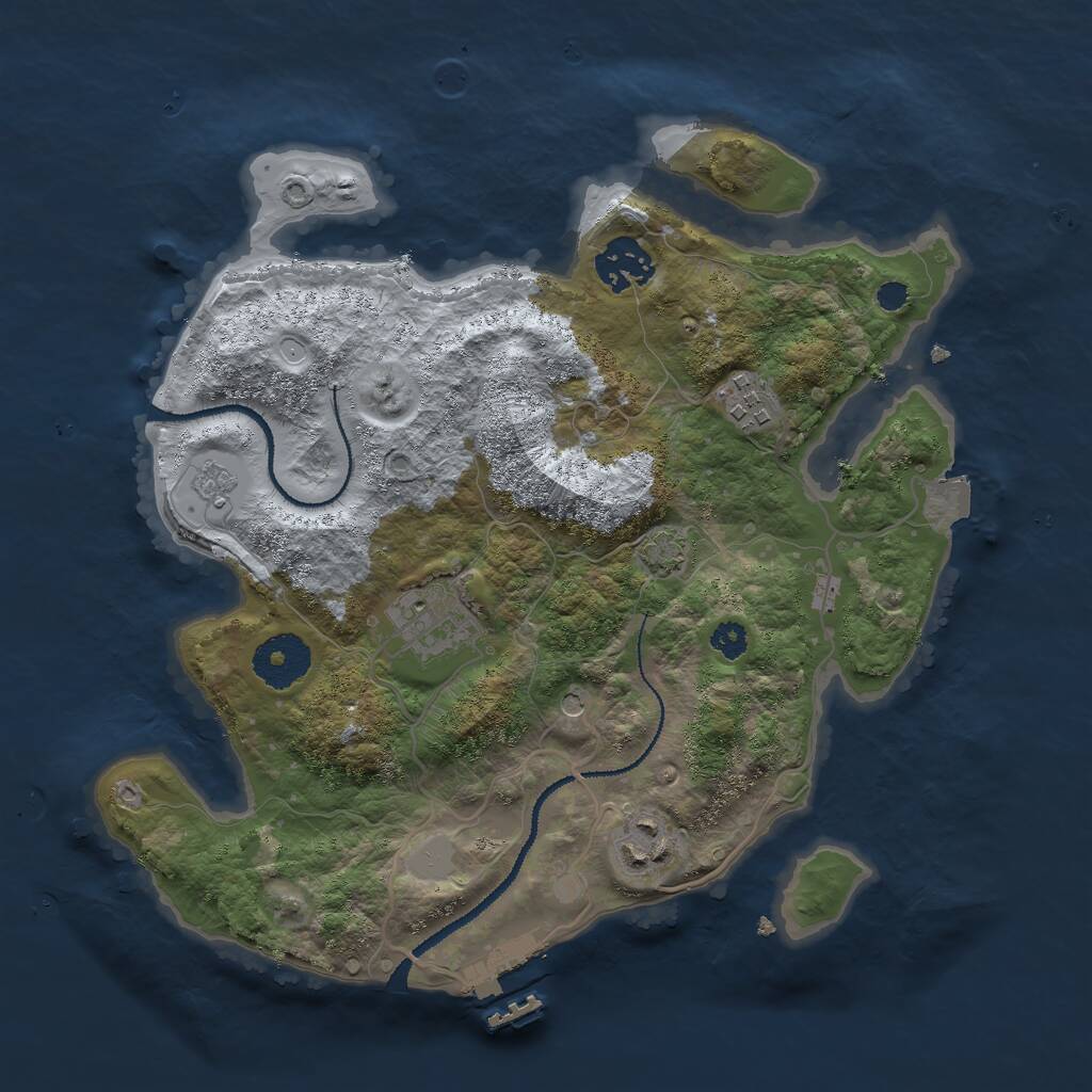 Rust Map: Procedural Map, Size: 3000, Seed: 65745687, 9 Monuments