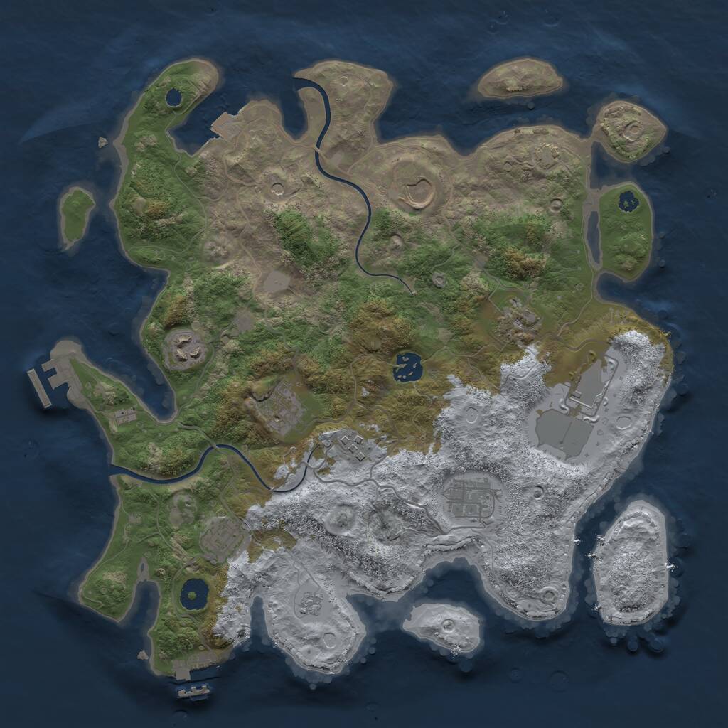 Rust Map: Procedural Map, Size: 3600, Seed: 1195, 15 Monuments