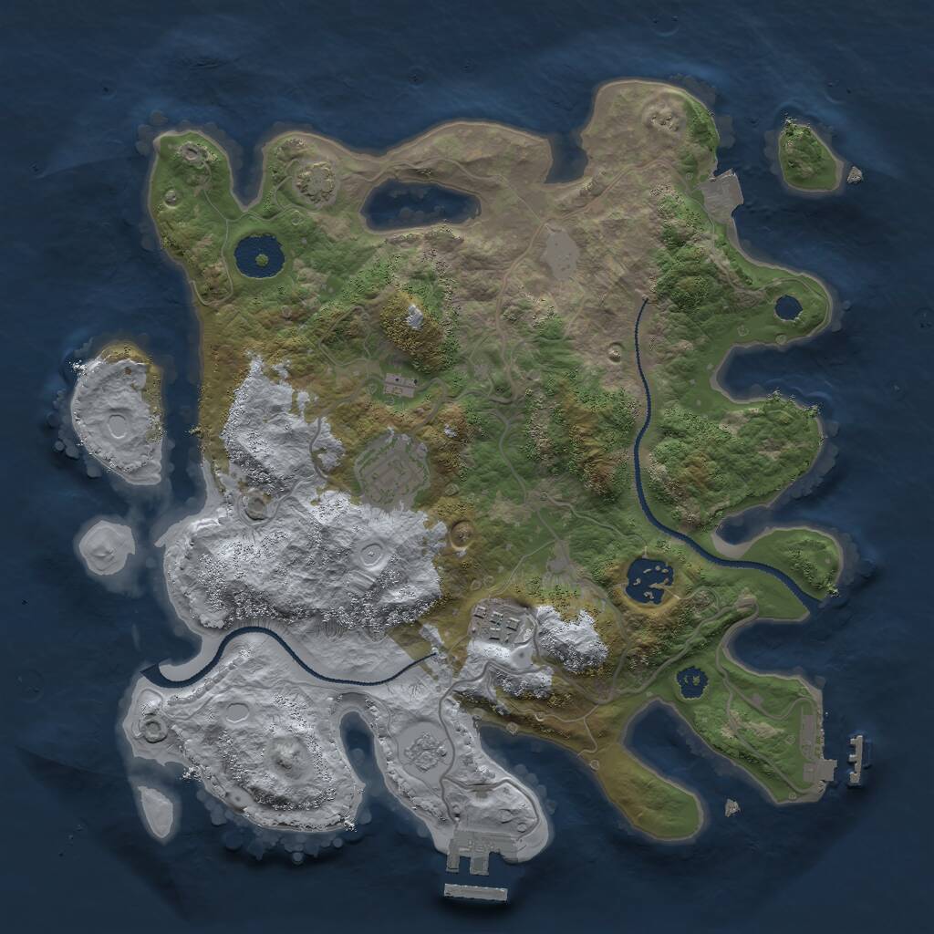 Rust Map: Procedural Map, Size: 3000, Seed: 63958, 8 Monuments