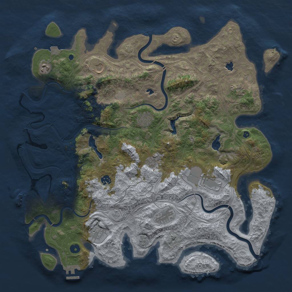 Rust Map: Procedural Map, Size: 4500, Seed: 96871234, 16 Monuments