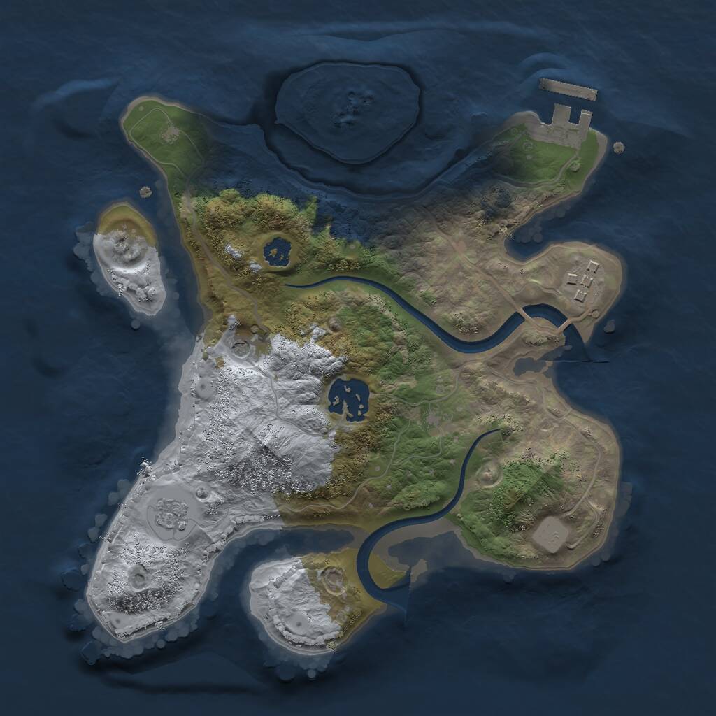 Rust Map: Procedural Map, Size: 2500, Seed: 1942206870, 6 Monuments