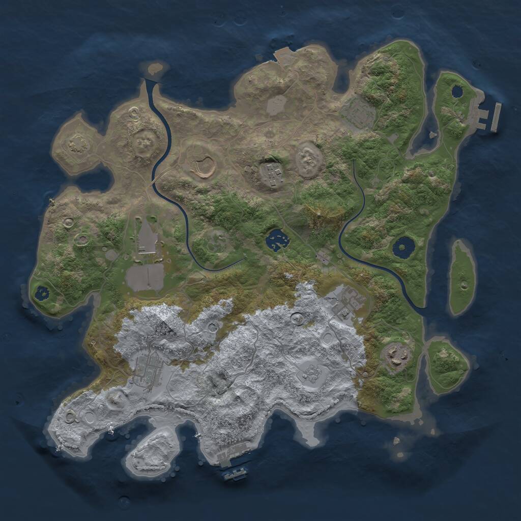 Rust Map: Procedural Map, Size: 3600, Seed: 688674927, 14 Monuments