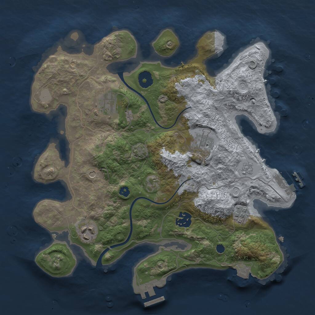 Rust Map: Procedural Map, Size: 3000, Seed: 28416, 11 Monuments