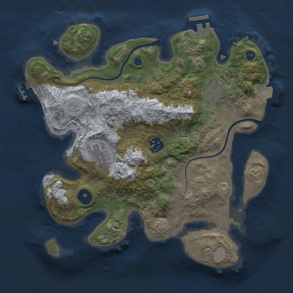 Rust Map: Procedural Map, Size: 3000, Seed: 555371380, 9 Monuments