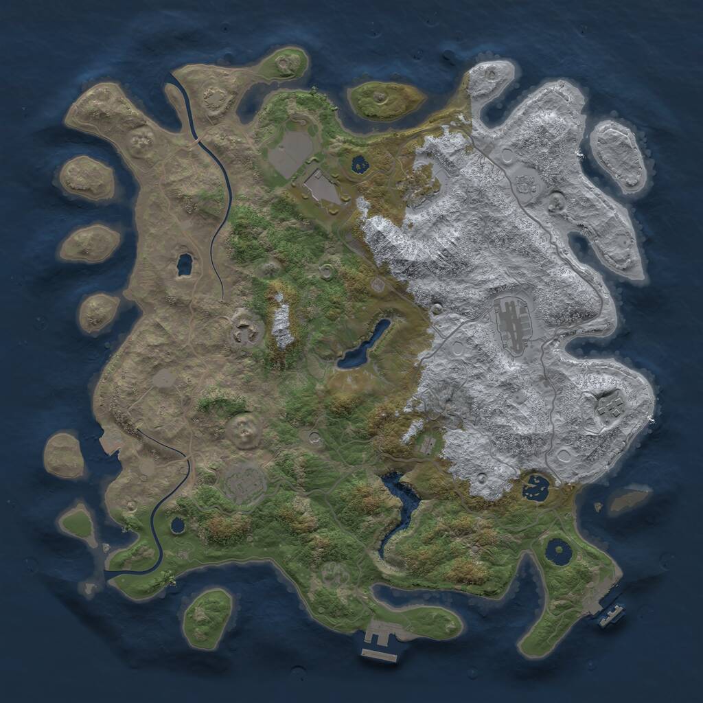 Rust Map: Procedural Map, Size: 4000, Seed: 940748877, 13 Monuments