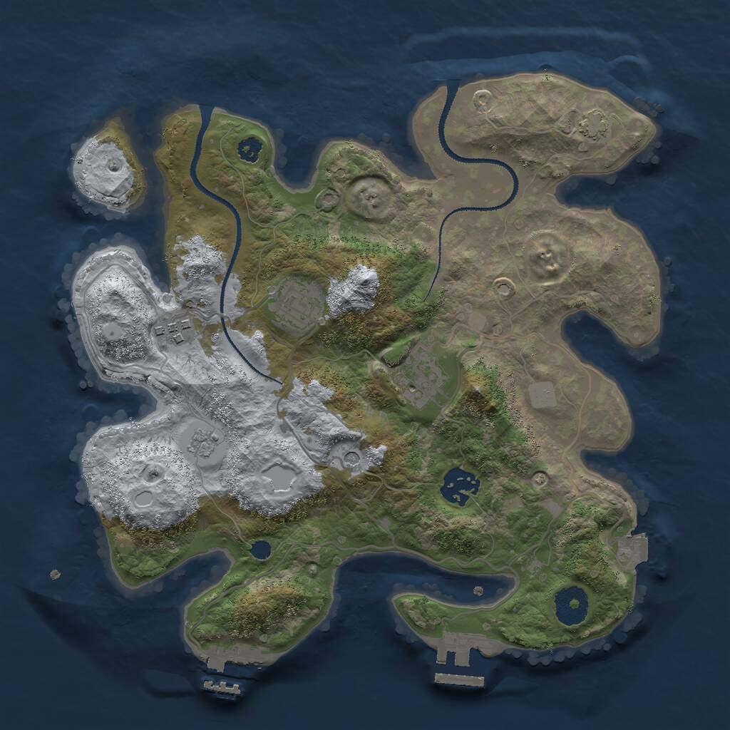 Rust Map: Procedural Map, Size: 3000, Seed: 1823566272, 10 Monuments