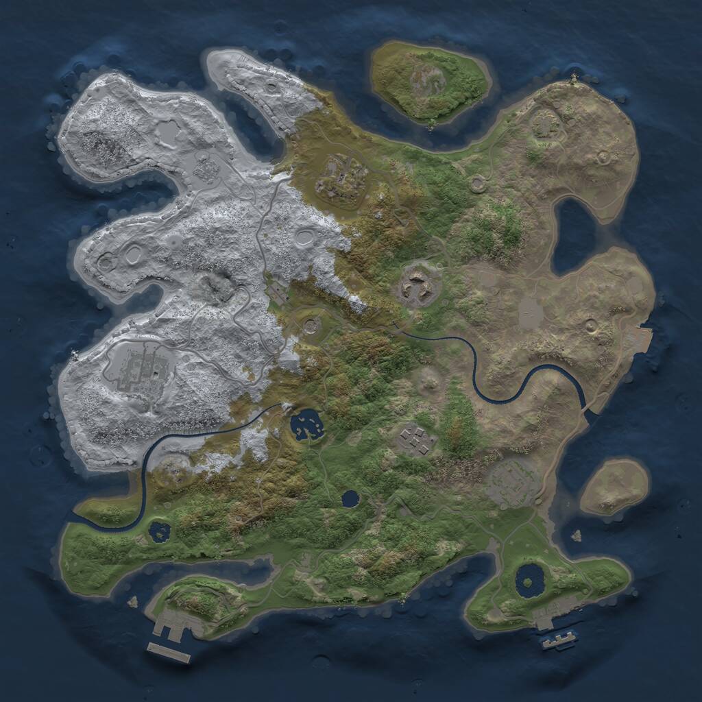 Rust Map: Procedural Map, Size: 3250, Seed: 1818886699, 12 Monuments