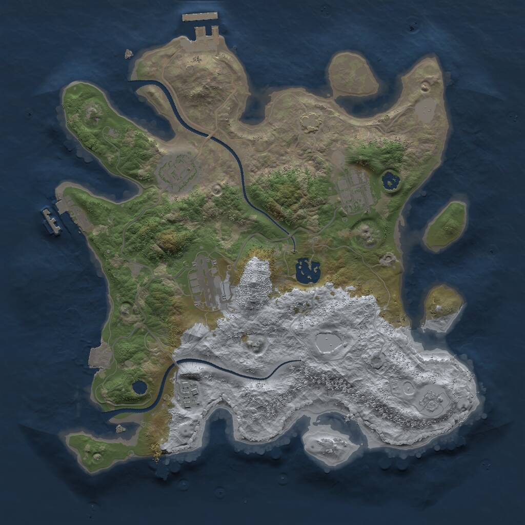 Rust Map: Procedural Map, Size: 3000, Seed: 17762673, 10 Monuments