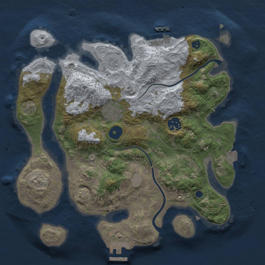 Rust Map: Procedural Map, Size: 3000, Seed: 78927, 7 Monuments