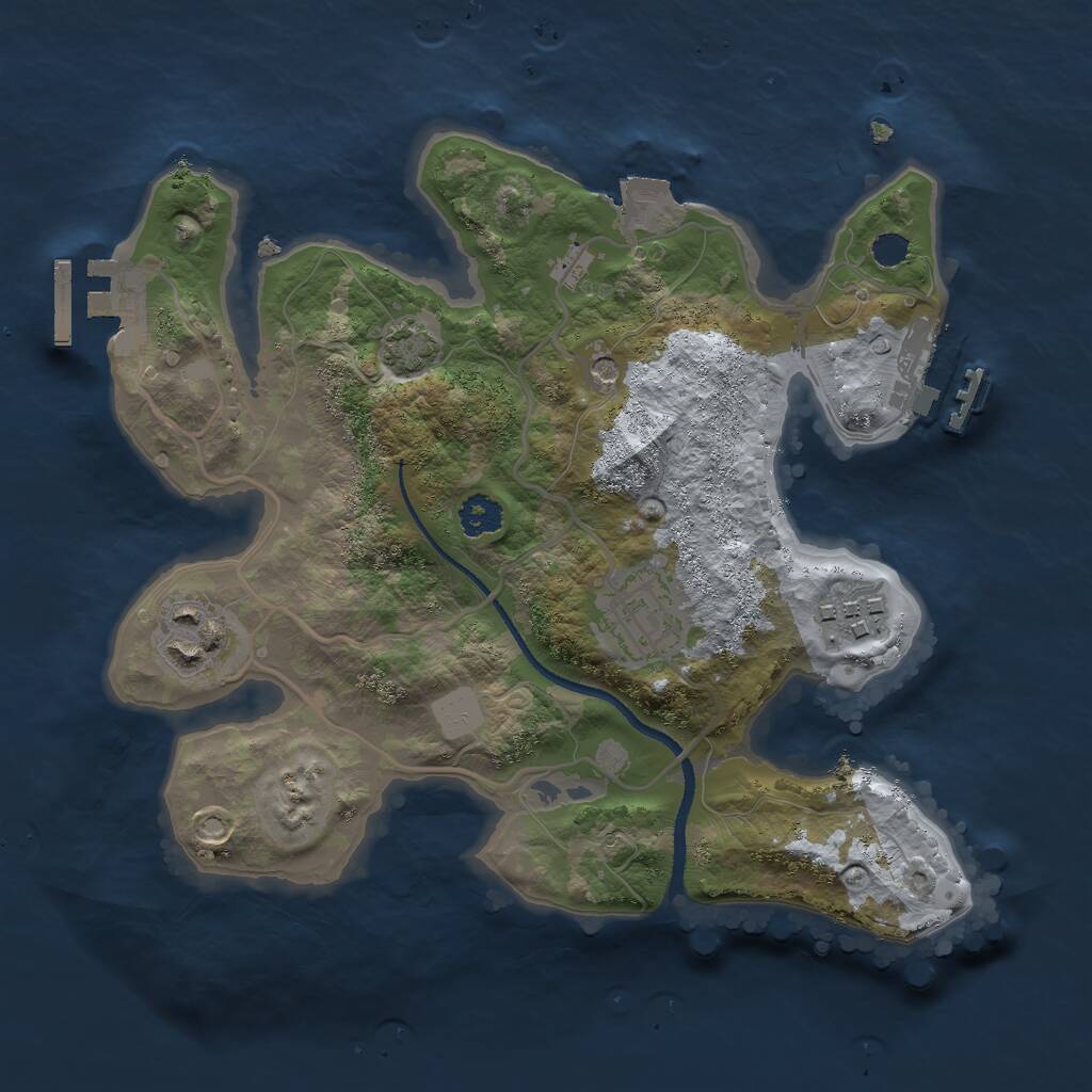 Rust Map: Procedural Map, Size: 2555, Seed: 1099165605, 8 Monuments
