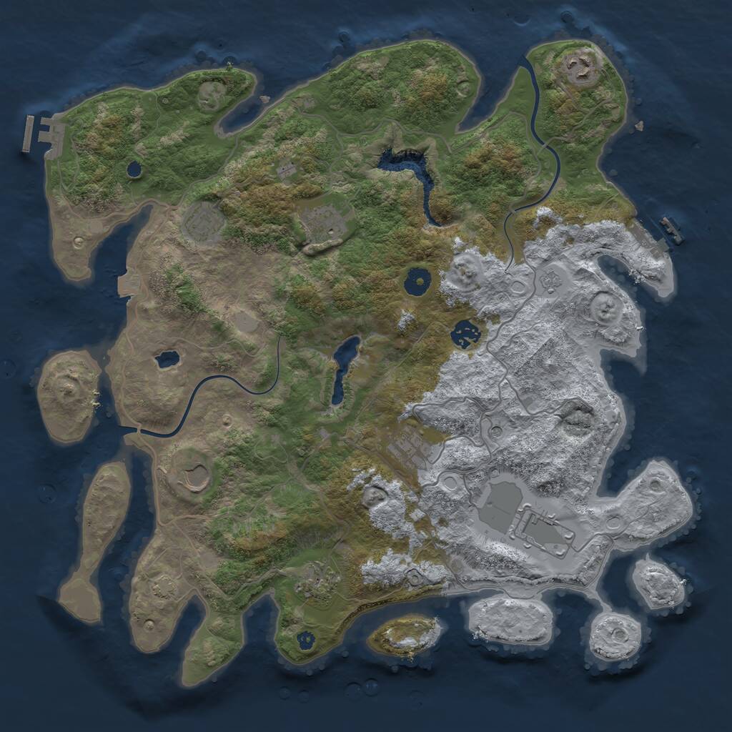 Rust Map: Procedural Map, Size: 4000, Seed: 374408898, 14 Monuments