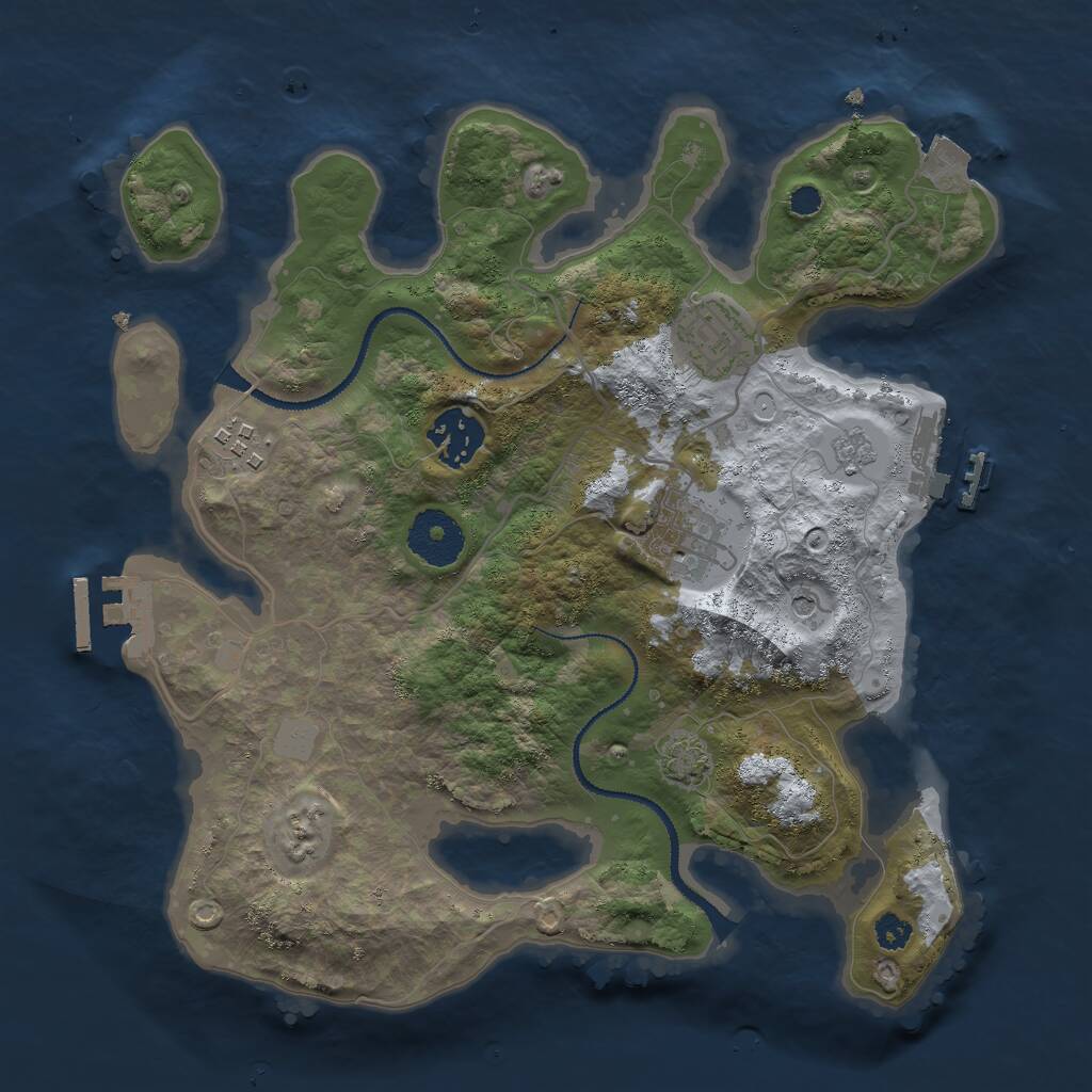 Rust Map: Procedural Map, Size: 3000, Seed: 374000417, 10 Monuments