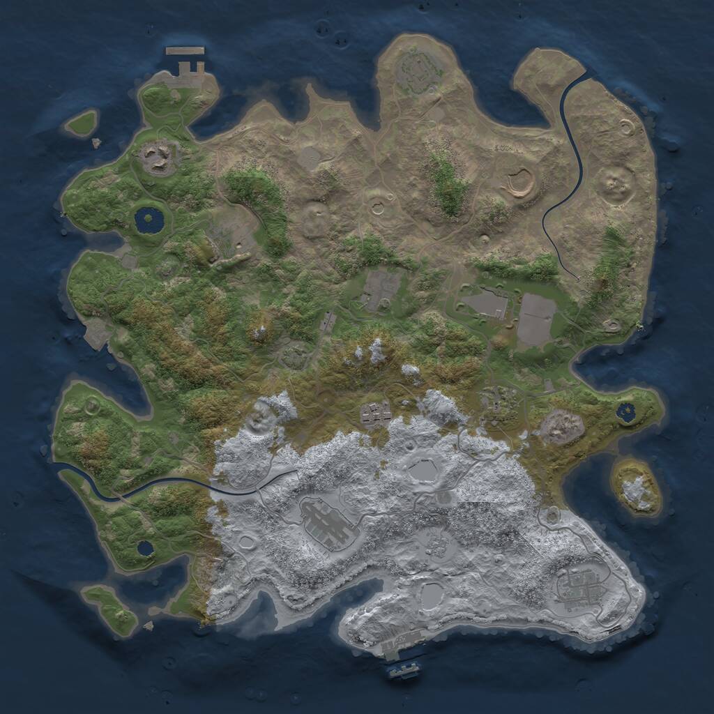 Rust Map: Procedural Map, Size: 3750, Seed: 948250514, 16 Monuments