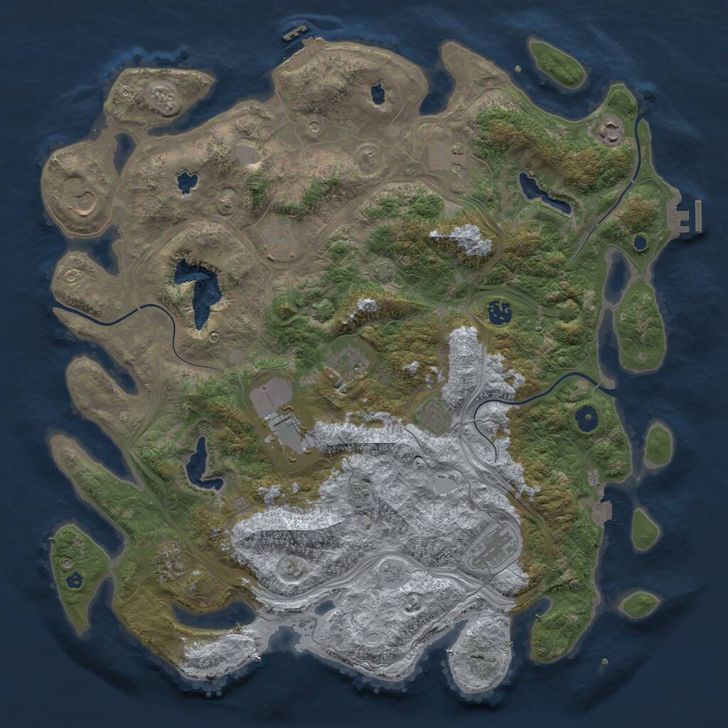 Rust Map: Procedural Map, Size: 4500, Seed: 1206248476, 17 Monuments