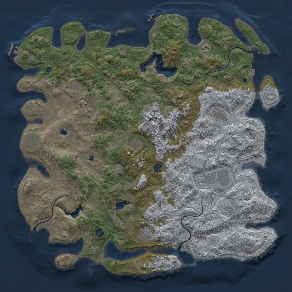 Rust Map: Procedural Map, Size: 5000, Seed: 3987451, 16 Monuments