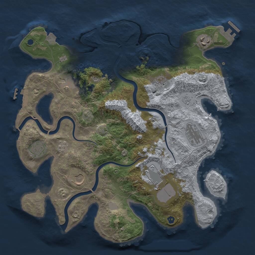Rust Map: Procedural Map, Size: 3500, Seed: 549150411, 14 Monuments