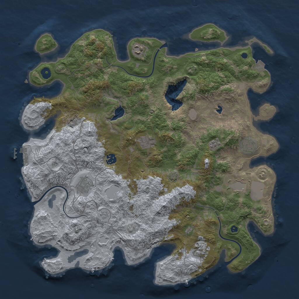 Rust Map: Procedural Map, Size: 4200, Seed: 999649198, 13 Monuments