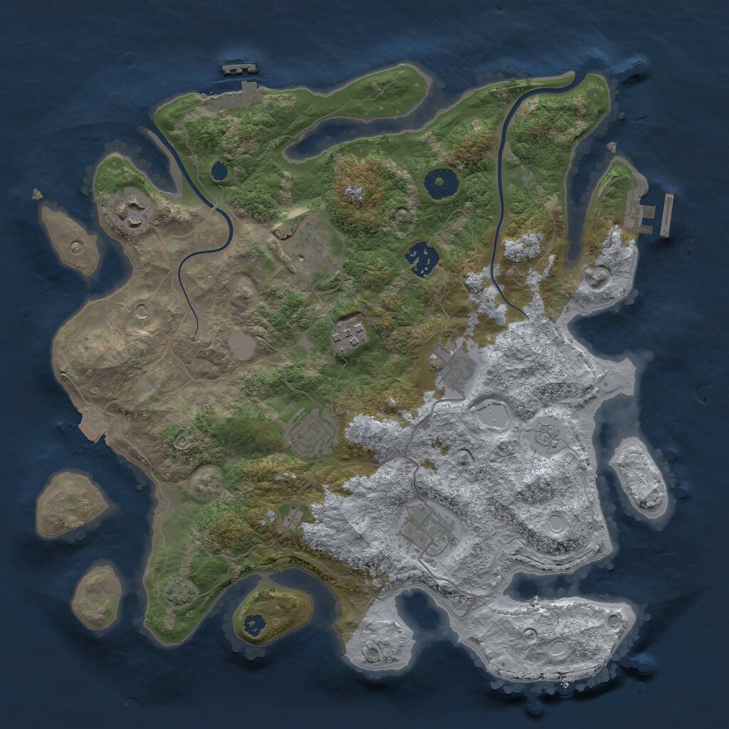 Rust Map: Procedural Map, Size: 3400, Seed: 92921585, 13 Monuments