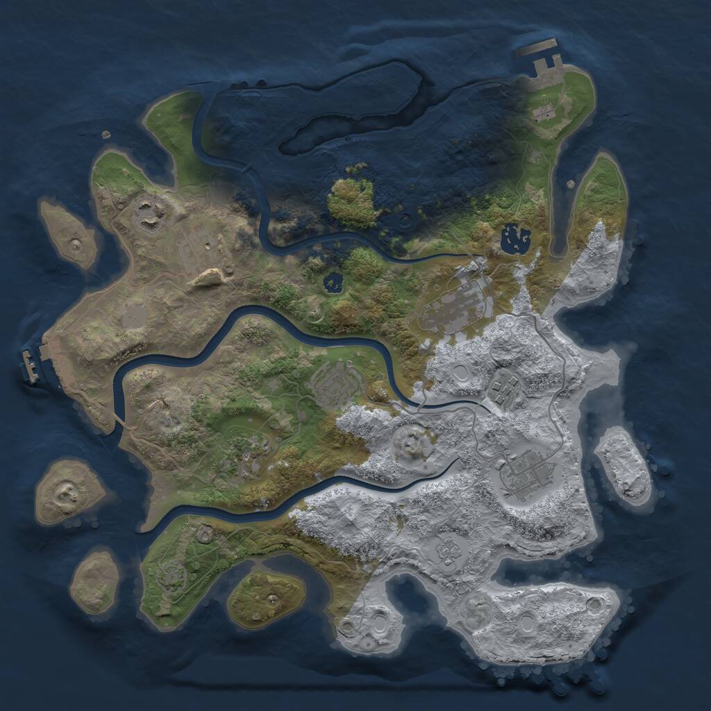 Rust Map: Procedural Map, Size: 3400, Seed: 92921585, 14 Monuments