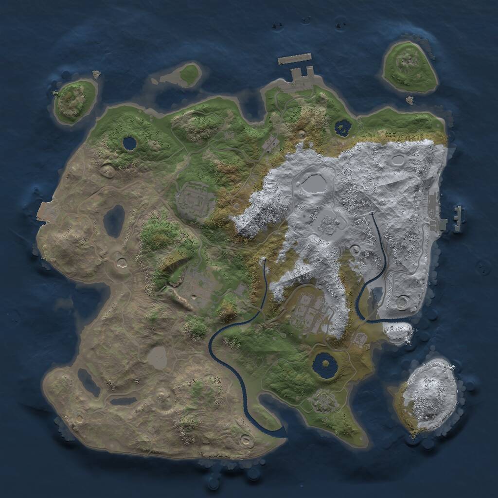 Rust Map: Procedural Map, Size: 3000, Seed: 54264051, 9 Monuments