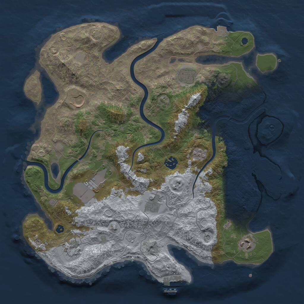 Rust Map: Procedural Map, Size: 3700, Seed: 1197021424, 14 Monuments