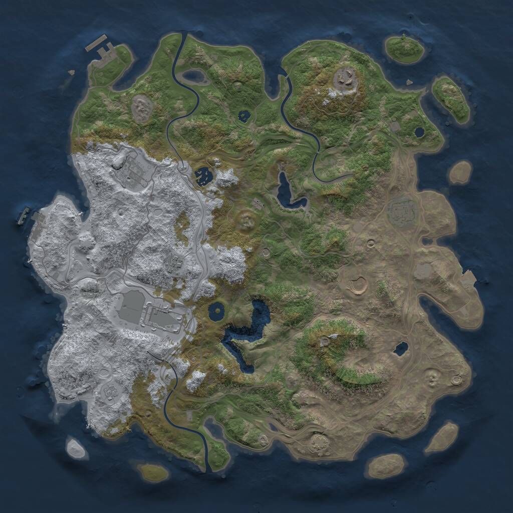 Rust Map: Procedural Map, Size: 4250, Seed: 47678721, 13 Monuments
