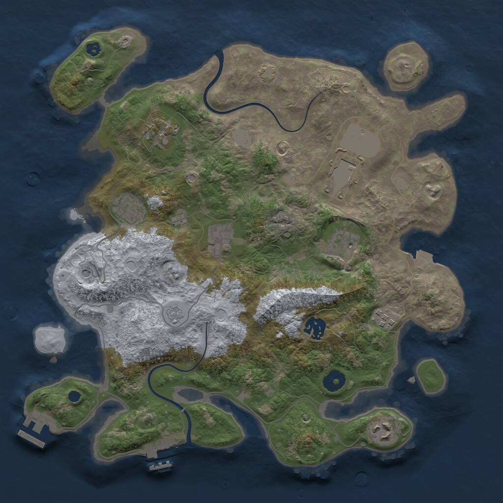 Rust Map: Procedural Map, Size: 3500, Seed: 575671, 14 Monuments