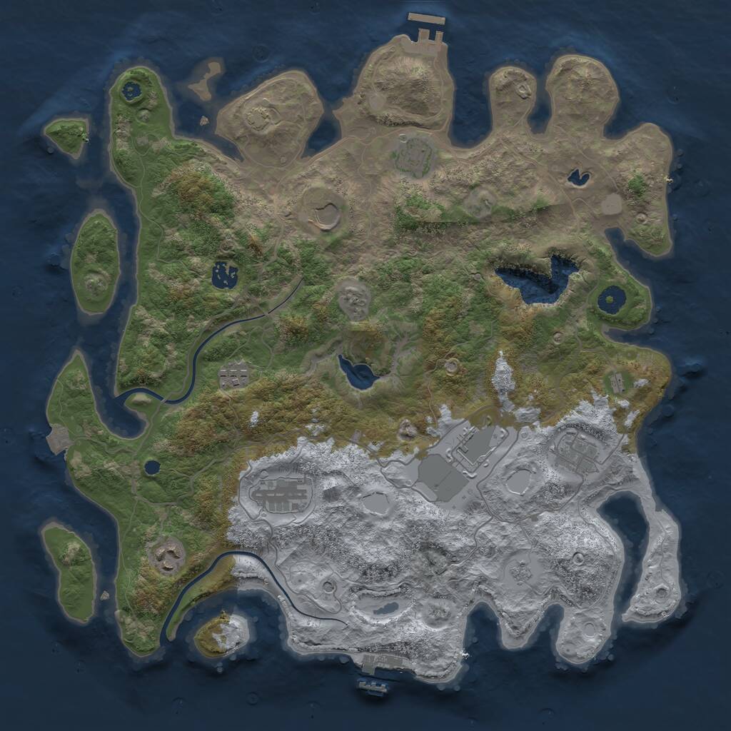 Rust Map: Procedural Map, Size: 4000, Seed: 1207897363, 14 Monuments