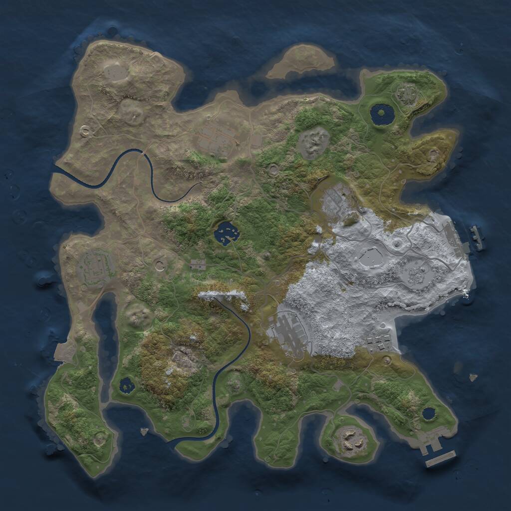 Rust Map: Procedural Map, Size: 3300, Seed: 765742982, 13 Monuments