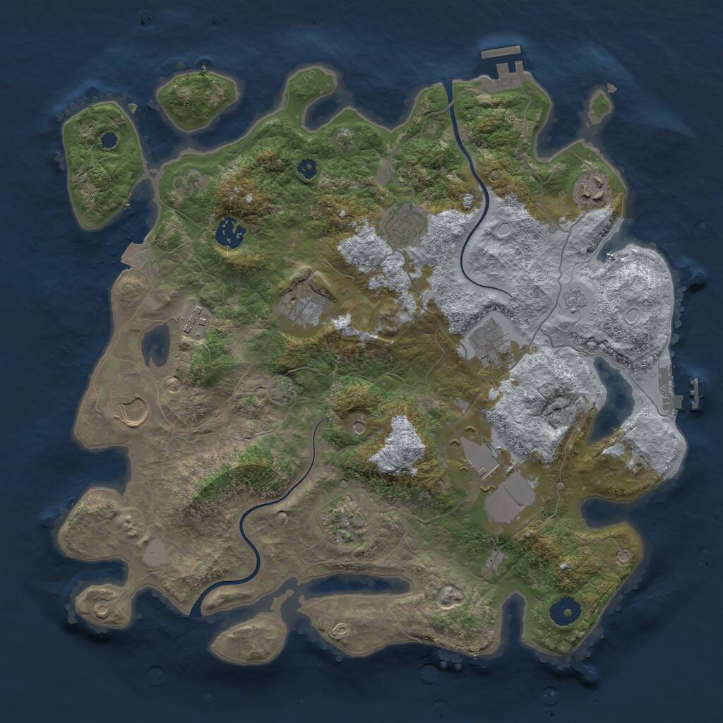 Rust Map: Procedural Map, Size: 3700, Seed: 1207342744, 15 Monuments