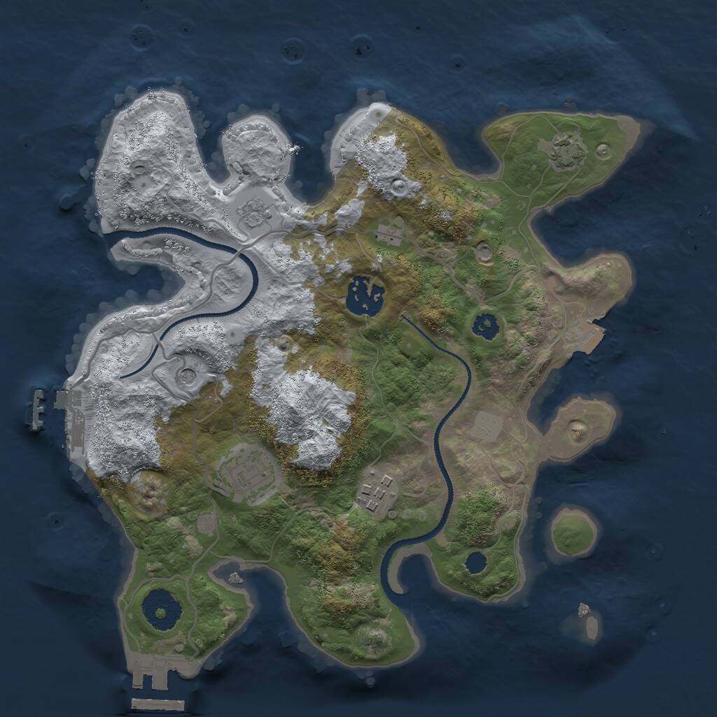 Rust Map: Procedural Map, Size: 2750, Seed: 4518, 9 Monuments