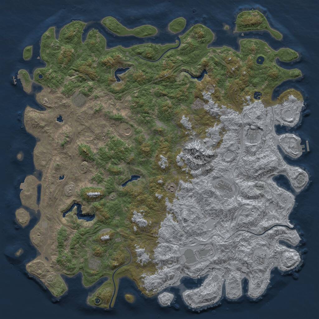 Rust Map: Procedural Map, Size: 6000, Seed: 6433434, 17 Monuments